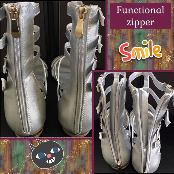 NEW 7.5 SILVER AMAZING & BOLD GLADIATOR BOOTIES/SANDALS SHOES SIZZLE - Picture 7 of 14